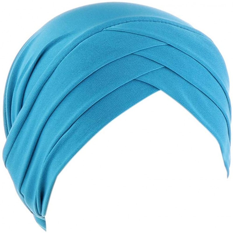 Skullies & Beanies Hijab Chemo Cancer Beanies Turbans Hats Cap Twisted Hair Cover Headwrap Turban Headwear for Women - Lake B...