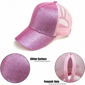 Baseball Caps Glitter Ponytail Baseball Cap High Ponytail Hat Women Messy Buns Mesh Ponycap Dad Hat - A-glitter Peach Pink - ...