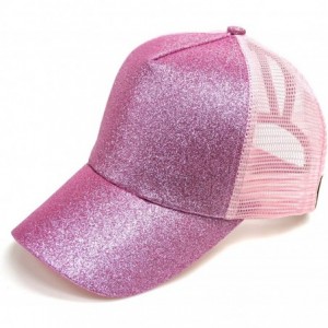 Baseball Caps Glitter Ponytail Baseball Cap High Ponytail Hat Women Messy Buns Mesh Ponycap Dad Hat - A-glitter Peach Pink - ...