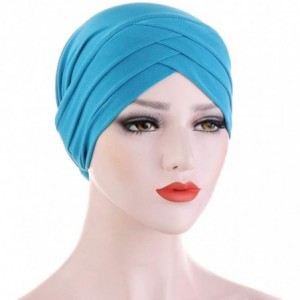 Skullies & Beanies Hijab Chemo Cancer Beanies Turbans Hats Cap Twisted Hair Cover Headwrap Turban Headwear for Women - Lake B...