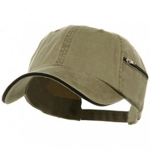 Baseball Caps Low Profile Washed Side Zipper Pocket Cap - Khaki Navy - CU18GYZUTSO $21.86