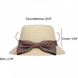 Sun Hats Women's Wide Brim Straw Sun Hat w/Large Decorative Bow and Drawstring - A_mix Beige - CB18CHWL54X $19.25