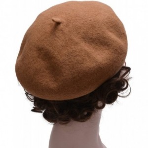 Berets Womens French Artist 100% Wool Beret Flat Cap Winter Warm Painter Hat Y63 - Khaki - CE186ZRE3U6 $9.58