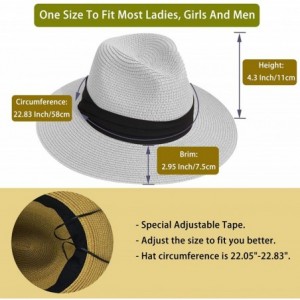 Fedoras Sun Straw Fedora Beach Hat Wide Brim Panama Hat for Both Women and Men UPF50+ - White - C518WWCD370 $10.39