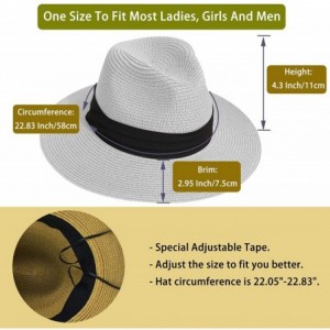 Fedoras Sun Straw Fedora Beach Hat Wide Brim Panama Hat for Both Women and Men UPF50+ - White - C518WWCD370 $10.39