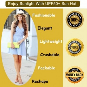 Fedoras Sun Straw Fedora Beach Hat Wide Brim Panama Hat for Both Women and Men UPF50+ - White - C518WWCD370 $10.39