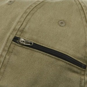 Baseball Caps Low Profile Washed Side Zipper Pocket Cap - Khaki Navy - CU18GYZUTSO $21.86