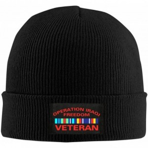 Skullies & Beanies Operation Iraqi Freedom (OIF) Veteran Unisex Warm Winter Hat Knit Beanie Skull Cap - Black - C318ZGEN09N $...
