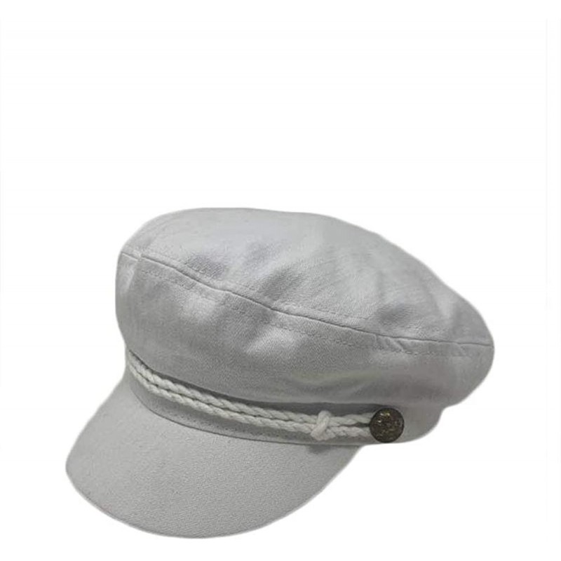 Skullies & Beanies Women's 100% Cotton Herringbone Fishermen's Cap - White - CO18NK9LT66 $15.39