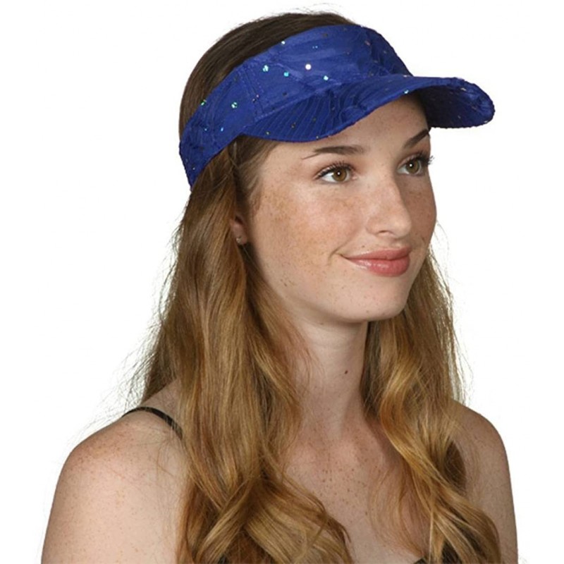 Skullies & Beanies Glitter Sequin Visor Hat - Royal - CJ11V7THTBN $9.69