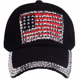 Baseball Caps USA Flag Bling Baseball Cap Cowboy Hip-Hop Baseball Cap Adjustable Size - Black - CL18O2MWRTN $12.19