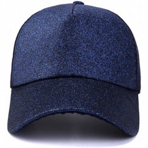 Baseball Caps Glitter Ponytail Baseball Cap High Ponytail Hat Women Messy Buns Mesh Ponycap Dad Hat - A-glitter Blue - CU18EE...