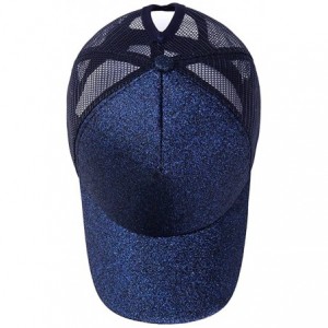 Baseball Caps Glitter Ponytail Baseball Cap High Ponytail Hat Women Messy Buns Mesh Ponycap Dad Hat - A-glitter Blue - CU18EE...