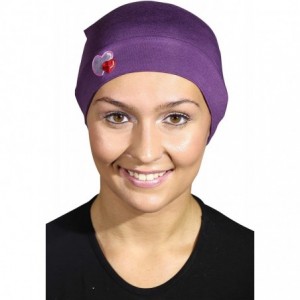 Skullies & Beanies Womens Soft Sleep Cap Comfy Cancer Hat with Hearts Applique - Purple - CN189SSS4DH $14.91