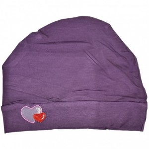 Skullies & Beanies Womens Soft Sleep Cap Comfy Cancer Hat with Hearts Applique - Purple - CN189SSS4DH $14.91