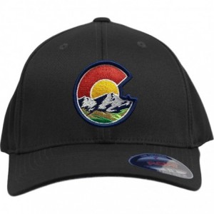 Baseball Caps Colorado Flag C Nature Flexfit 6277 Hat. Colorado Themed Curved Bill Cap - Black - C818D8SRD3N $28.12