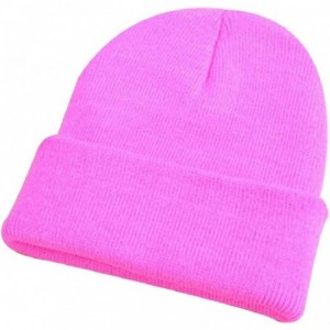 Skullies & Beanies Men Women Beanie Knit Cap Hip-Hop Winter Warm Elastic Cuff Hat - Peach - CF12NSRS8KX $9.85