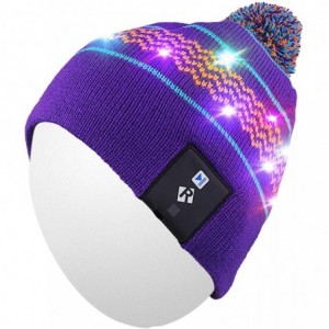 Skullies & Beanies Light Up Beanie Hat Stylish Unisex LED Knit Cap for Indoor and Outdoor - Lb009-purple - CE186L0EOC6 $51.35