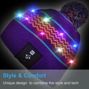 Skullies & Beanies Light Up Beanie Hat Stylish Unisex LED Knit Cap for Indoor and Outdoor - Lb009-purple - CE186L0EOC6 $23.28