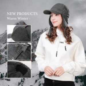Newsboy Caps Mens Womens Winter Wool Baseball Cap with Ear Flaps Faux Fur Earflap Trapper Hunting Hat for Cold Weather - CN18...