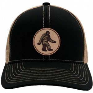 Baseball Caps Bigfoot/Sasquatch Hat! Adjustable-Back Ball Cap with Embroidered Bigfoot - Mesh-back Black & Tan Ballcap - C718...