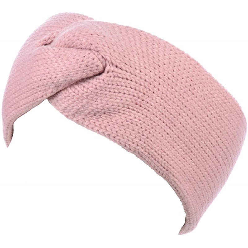 Cold Weather Headbands Women's Winter Chic Solid Knotted Crochet Knit Headband Turban Ear Warmer - Pastel Pink - C018K7HS0EE ...