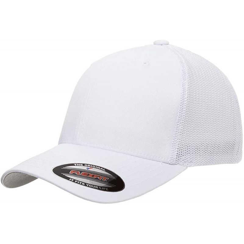 Baseball Caps Flexfit Trucker Hat for Men and Women - Breathable Mesh- Stretch Flex Fit Ballcap w/Hat Liner - White - CW18EW4...