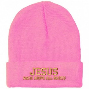 Skullies & Beanies Custom Beanie for Men & Women Jesus Name Above All Embroidery Skull Cap Hat - Soft Pink - CQ18ZWOLGW7 $26.23
