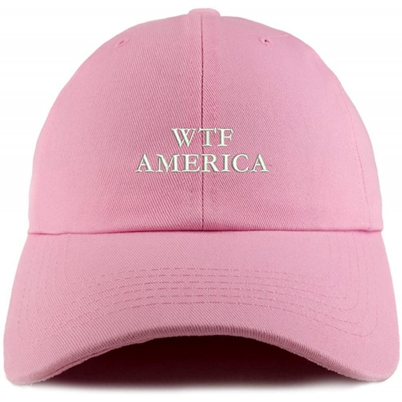 Baseball Caps WTF America Embroidered Low Profile Soft Cotton Dad Hat Cap - Pink - CJ18D4Y9HNA $19.72