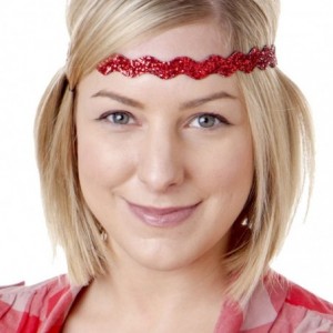 Headbands Women's Adjustable NO Slip Wave Bling Glitter Headband - Red Wave 1pk - CI11VC7E0UD $9.17