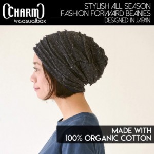 Skullies & Beanies Organic Cotton Winter Hat - Mens Slouchy Oversized Beanie Womens Chemo Cap - Black - C8186UC24EA $26.79