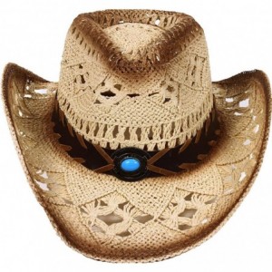 Cowboy Hats Men's & Women's Western Style Cowboy/Cowgirl Straw Hat - Natural - CD11D2CQ9JV $46.29