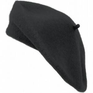 Berets Solid Color French Wool Beret - Charcoal - CX12J4T2DPJ $17.89
