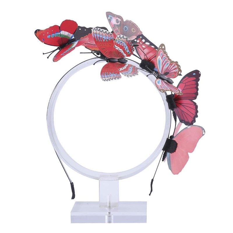 Headbands Butterfly Headband Printed Costume - Red - CK18QOTUDOS $10.71