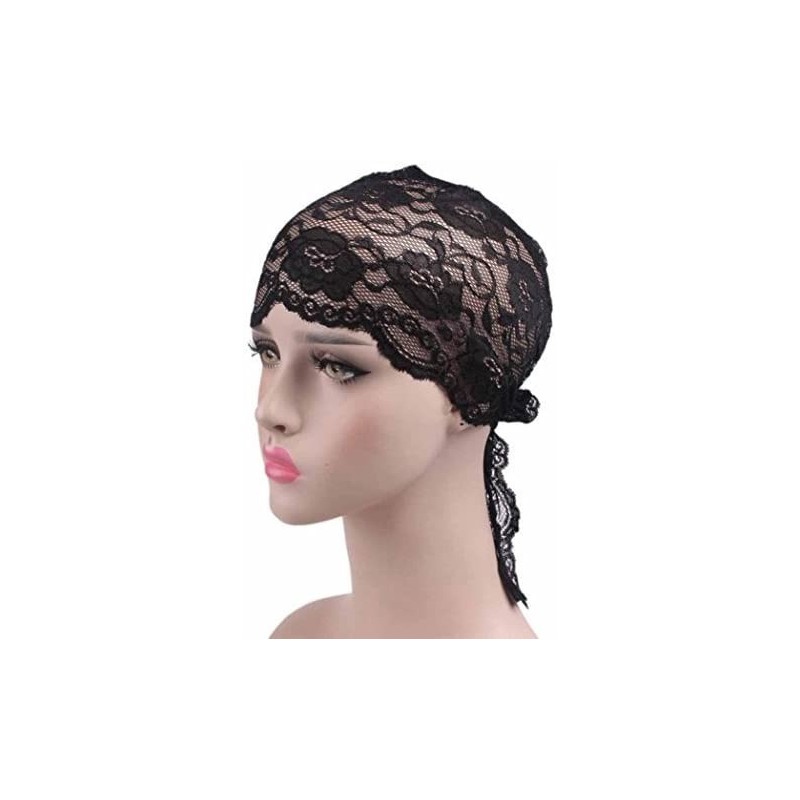 Baseball Caps Women's Lace Chemo Hat Beanie Scarf Turban Headwear - Black - CH184SCYQQ3 $9.92