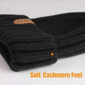 Skullies & Beanies Knit Beanie Hats for Women Men Double Layer Fleece Lined Chunky Winter Hat - Black - C718UYHN43O $12.64