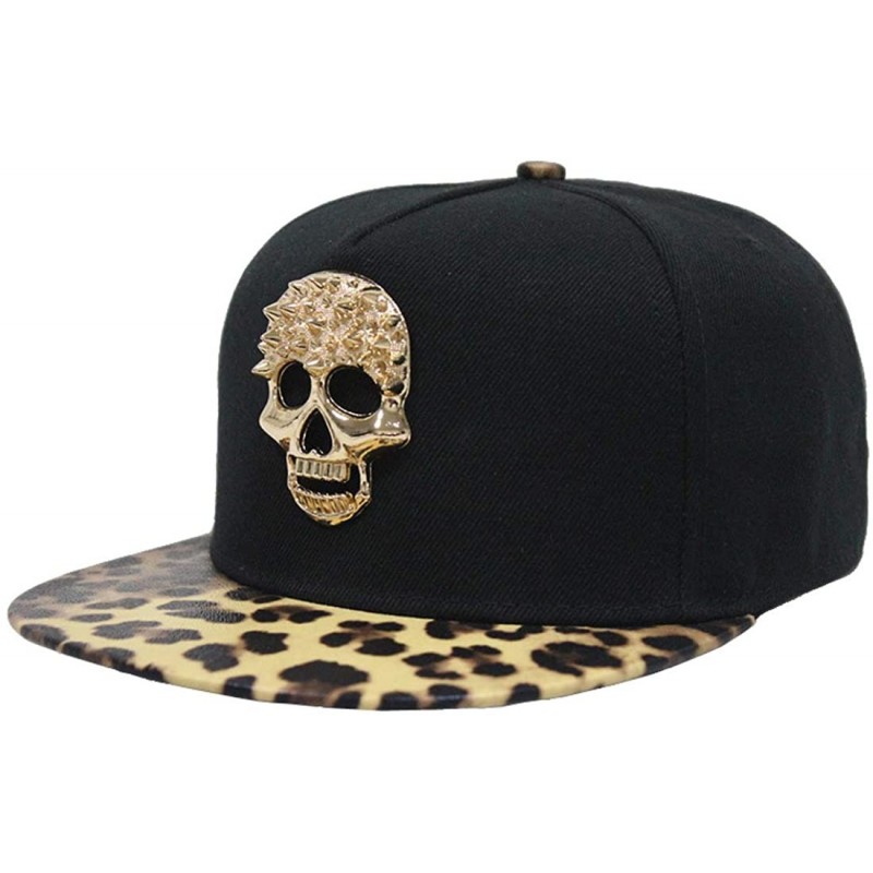 Baseball Caps Fashion Cool Crocodile Grain Hat Hip-Hop PU Leather Rhinestone Flat Bill Snapback Hat Baseball Caps - C812N1VLZ...