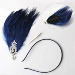 Headbands 1920s Feather Headpiece Flapper Headband- Roaring 20s Hair Accessories Great Gatsby Hair Clip Gray - Gray - CV18WNM...