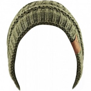 Skullies & Beanies Soft Stretch Cable Knit Warm Chunky Beanie Skully Winter Hat - 2. Two Tone Olive - CH12N1S7WXN $9.80