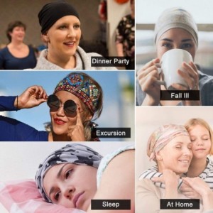 Skullies & Beanies Womens Slouchy Beanie Cotton Chemo Caps Cancer Headwear Hats Turban - 2 Pair-gray Feather+pink Dot - CQ18Z...