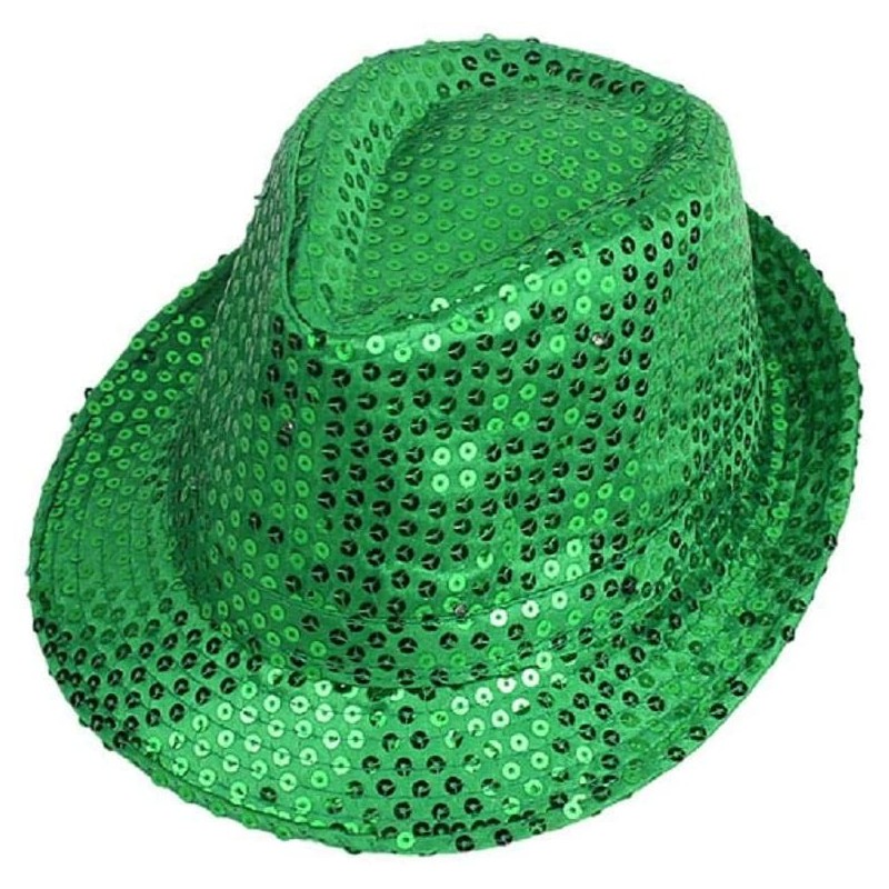 Fedoras LED Light Up Flashing Fedora Hat (Green) - Green - CN18A7MWQDU $13.01