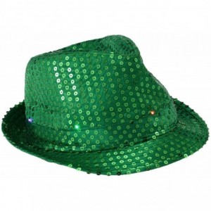 Fedoras LED Light Up Flashing Fedora Hat (Green) - Green - CN18A7MWQDU $13.01