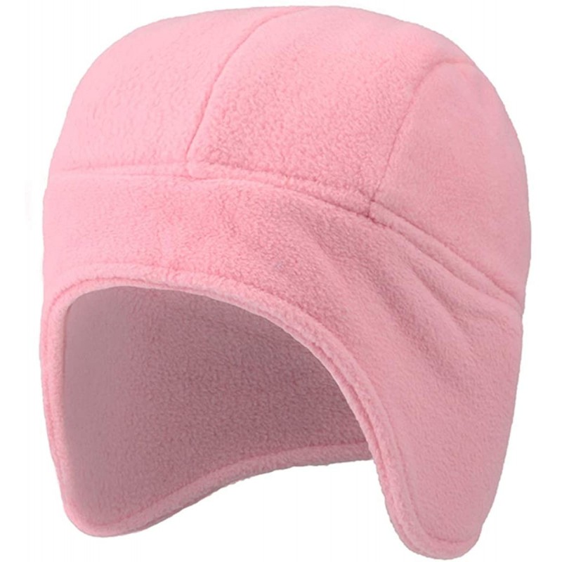 Skullies & Beanies Skull Cap with Ear Flaps- Winter Windproof Soft Warm Fleece Beanie Hats - Pink-b - C9192U3XL5E $8.92