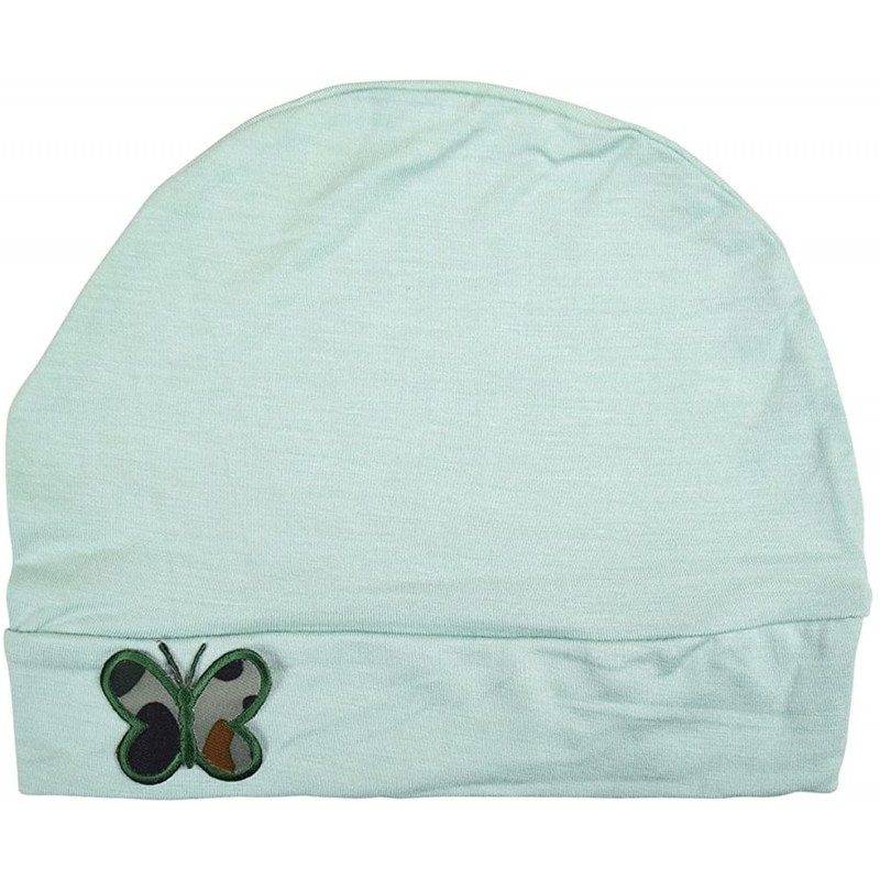 Skullies & Beanies Soft Chemo Cap Cancer Beanie with Green Camo Butterfly - Mint - CE12O6KB23L $19.75