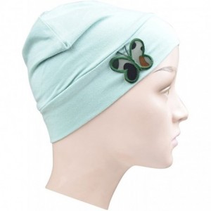 Skullies & Beanies Soft Chemo Cap Cancer Beanie with Green Camo Butterfly - Mint - CE12O6KB23L $19.75