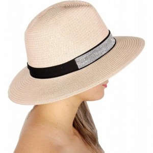 Sun Hats Beach Sun Hats for Women Large Sized Paper Straw Wide Brim Summer Panama Fedora - Sun Protection - CE18ERH5ET2 $12.61