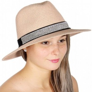 Sun Hats Beach Sun Hats for Women Large Sized Paper Straw Wide Brim Summer Panama Fedora - Sun Protection - CE18ERH5ET2 $12.61