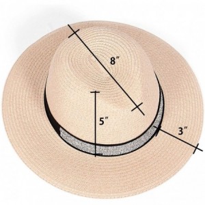 Sun Hats Beach Sun Hats for Women Large Sized Paper Straw Wide Brim Summer Panama Fedora - Sun Protection - CE18ERH5ET2 $12.61