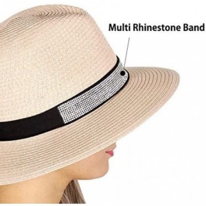 Sun Hats Beach Sun Hats for Women Large Sized Paper Straw Wide Brim Summer Panama Fedora - Sun Protection - CE18ERH5ET2 $12.61