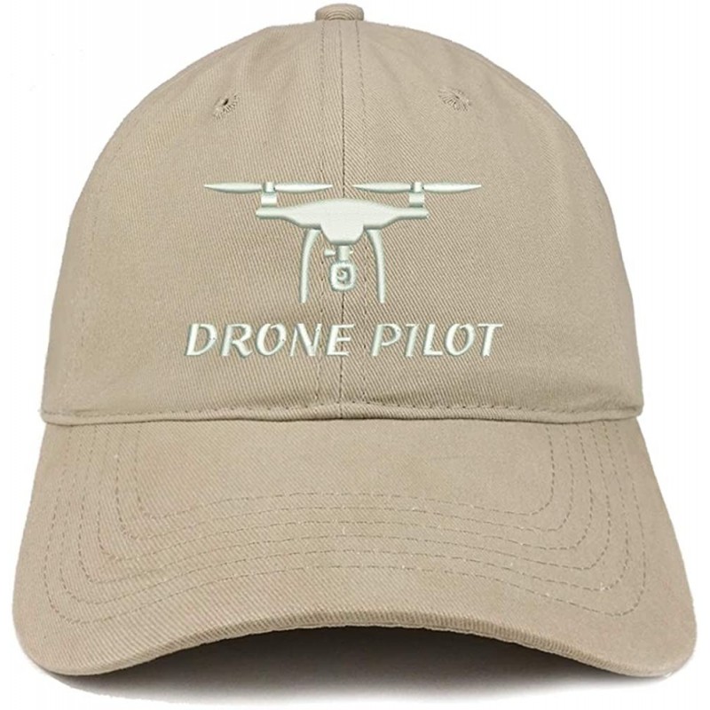 Baseball Caps Drone Pilot Embroidered Soft Crown 100% Brushed Cotton Cap - Khaki - CY18S38W4WI $15.26